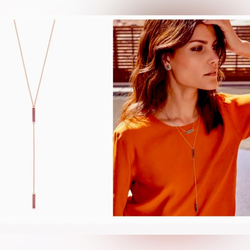 NWT! Kendra Scott pink druzy Lilly rose Gold necklace.